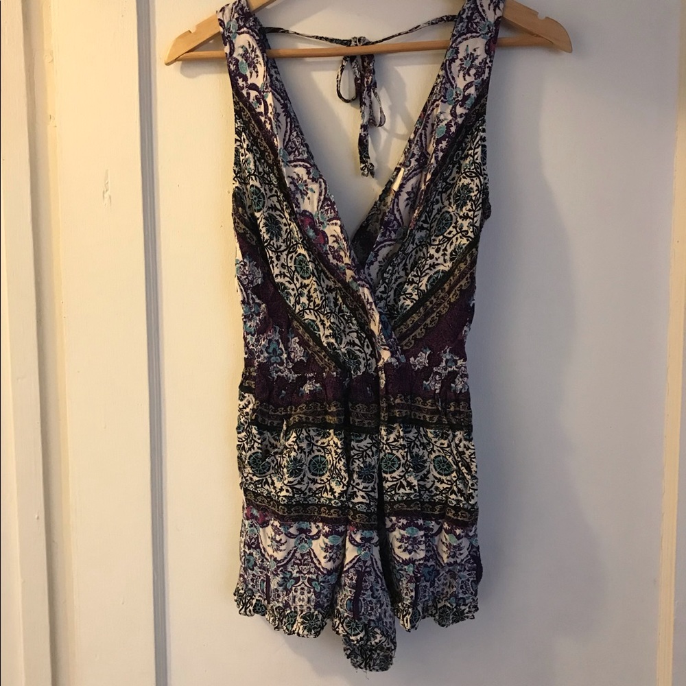 Floral plunge romper